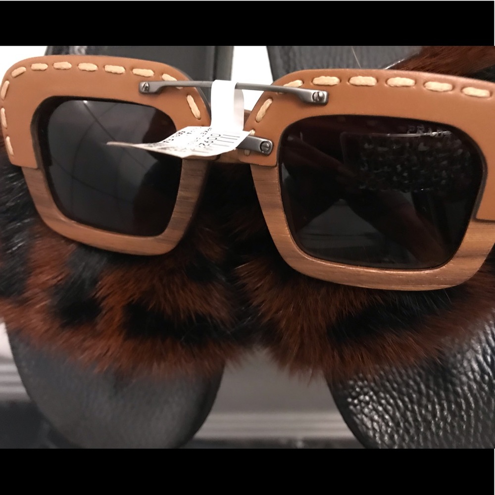 100% AUTHENTIC Rare  Leather PRADA Sunglasses